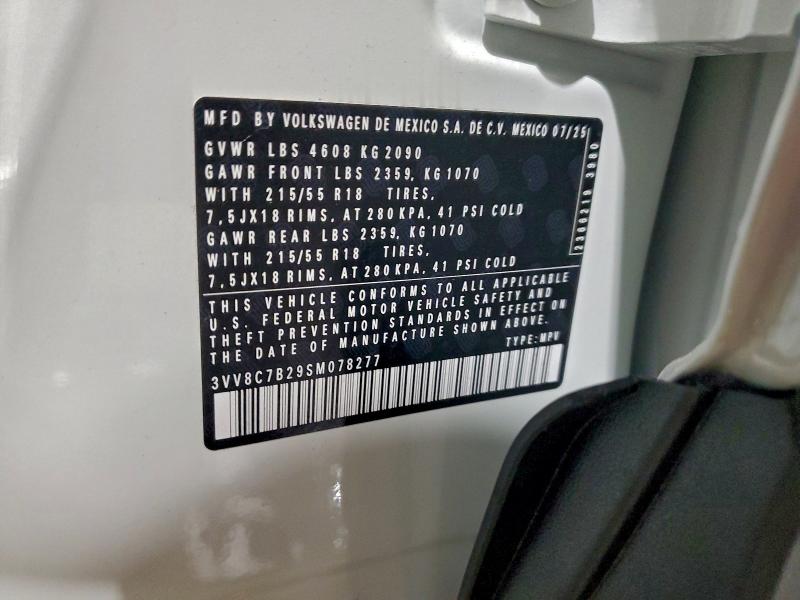 VOLKSWAGEN TAOS S 2025 VIN 3VV8C7B29SM078277