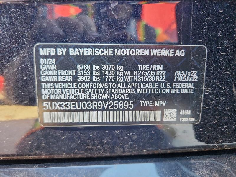 BMW X5 M60I 2024 VIN 5UX33EU03R9V25895