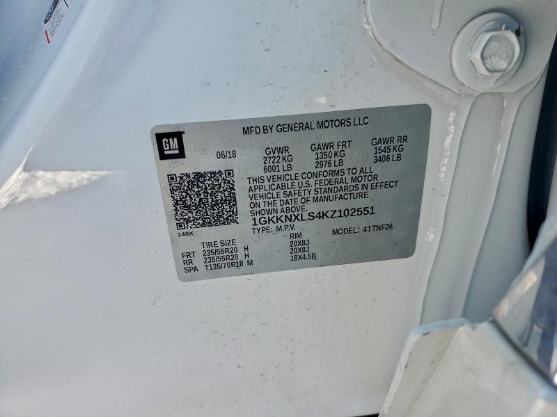 GMC ACADIA DEN 2019 VIN 1GKKNXLS4KZ102551