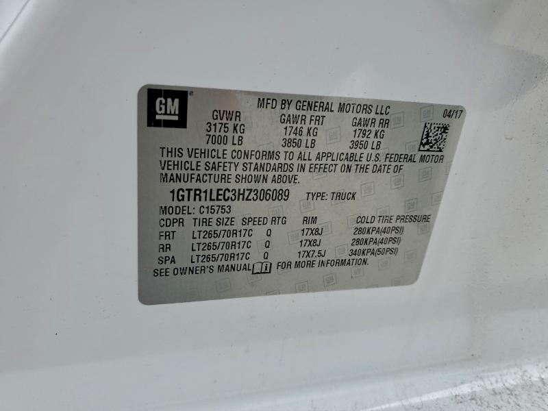 GMC SIERRA 2017 VIN 1GTR1LEC3HZ306089