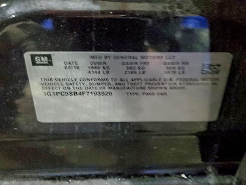 CHEVROLET CRUZE 2015 VIN 1G1PC5SB4F7193926