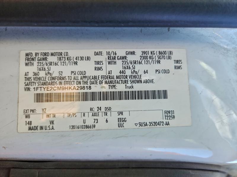 FORD TRANSIT 2017 VIN 1FTYE2CM9HKA29818