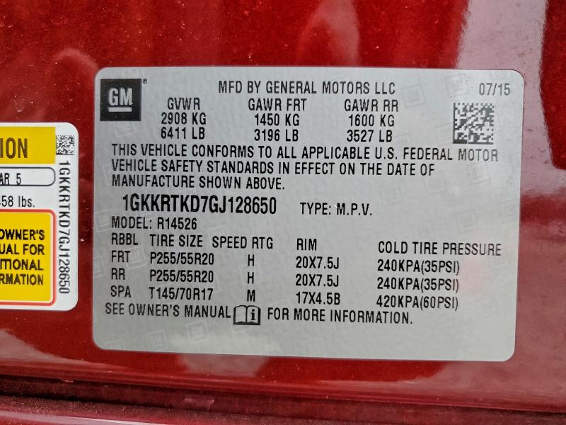 GMC ACADIA DEN 2016 VIN 1GKKRTKD7GJ128650