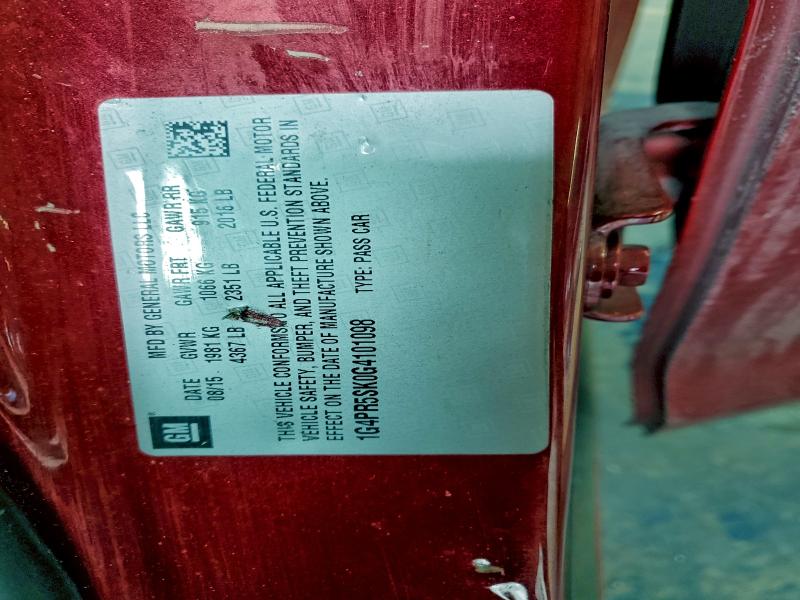 BUICK VERANO 2016 VIN 1G4PR5SK0G4101098