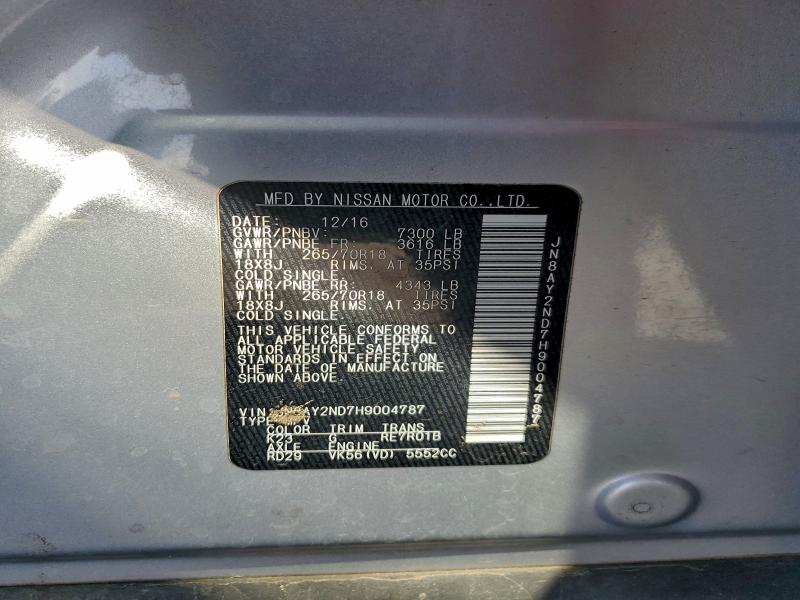 NISSAN ARMADA 2017 VIN JN8AY2ND7H9004787