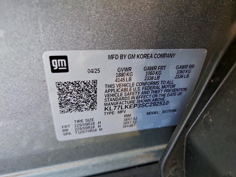 CHEVROLET TRAX ACTIV 2025 VIN KL77LKEP3SC292510