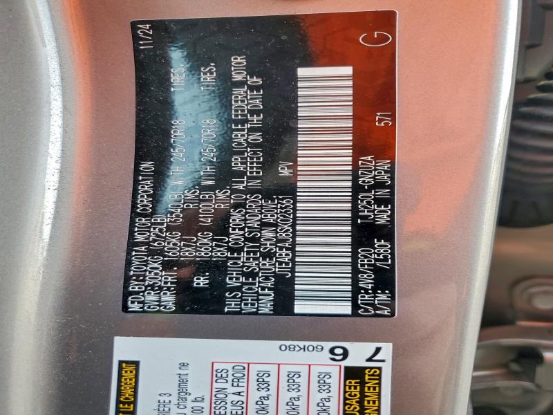 TOYOTA LAND CRUIS 2025 VIN JTEABFAJ8SK023361