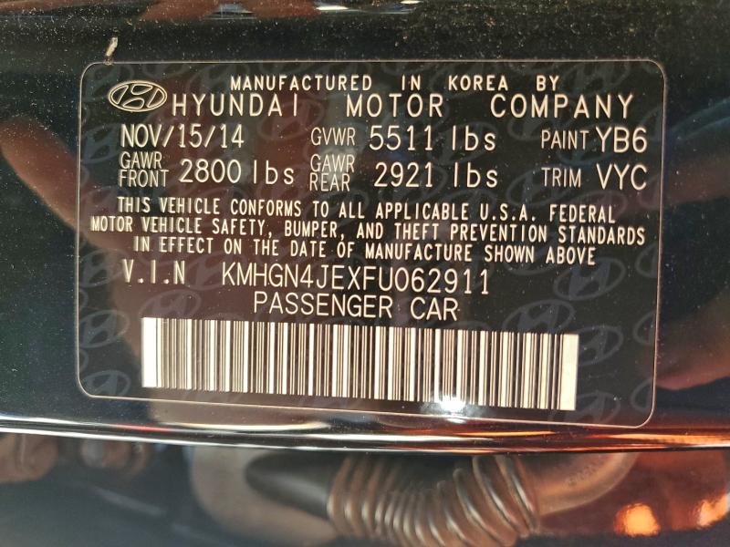 HYUNDAI GENESIS 2015 VIN KMHGN4JEXFU062911