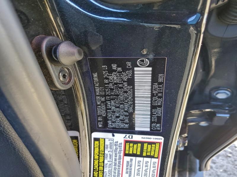 LEXUS ES350 2021 VIN 58ACZ1B12MU095310