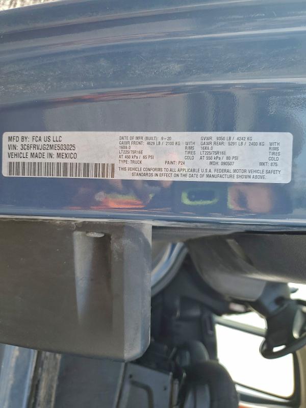 RAM All Models 2021 VIN 3C6FRVJG2ME503025