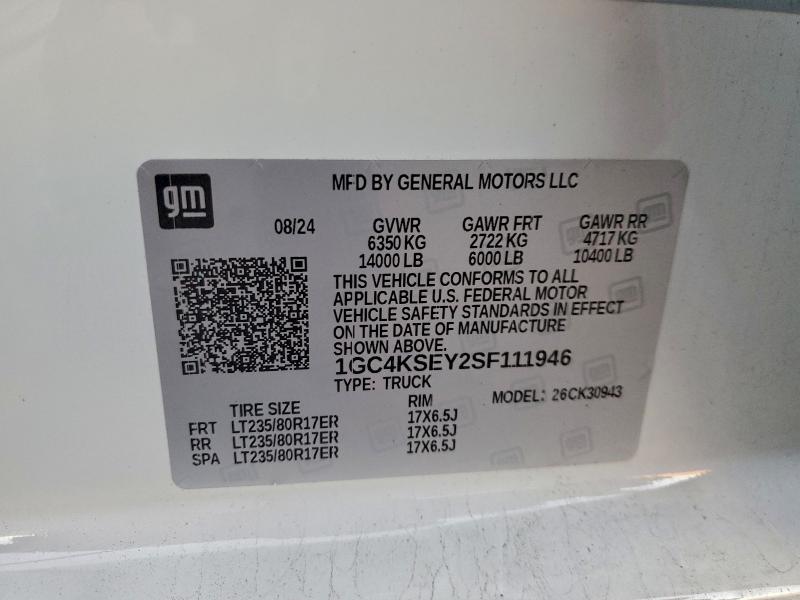 CHEVROLET ALL Models 2025 VIN 1GC4KSEY2SF111946