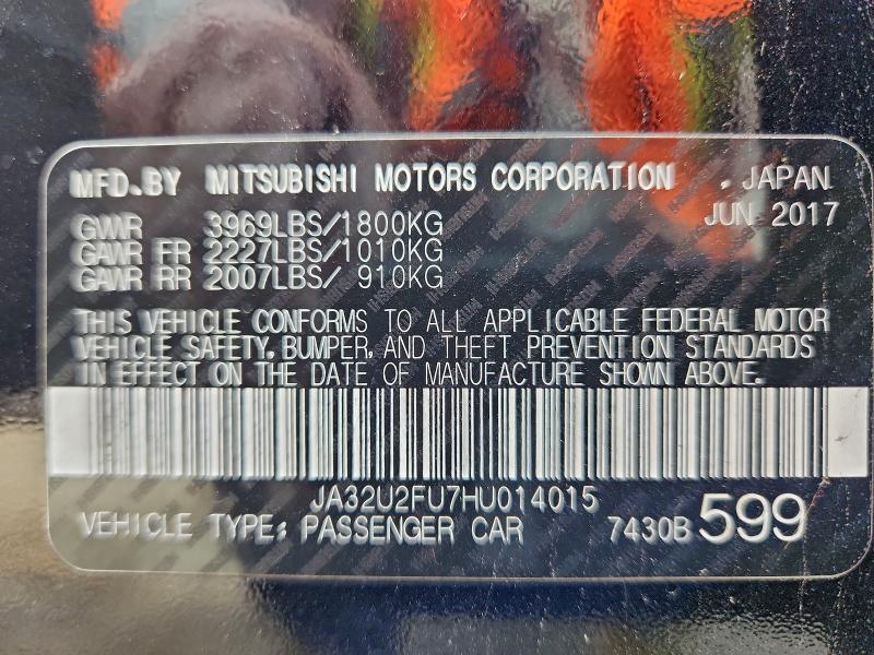 MITSUBISHI LANCER 2017 VIN JA32U2FU7HU014015