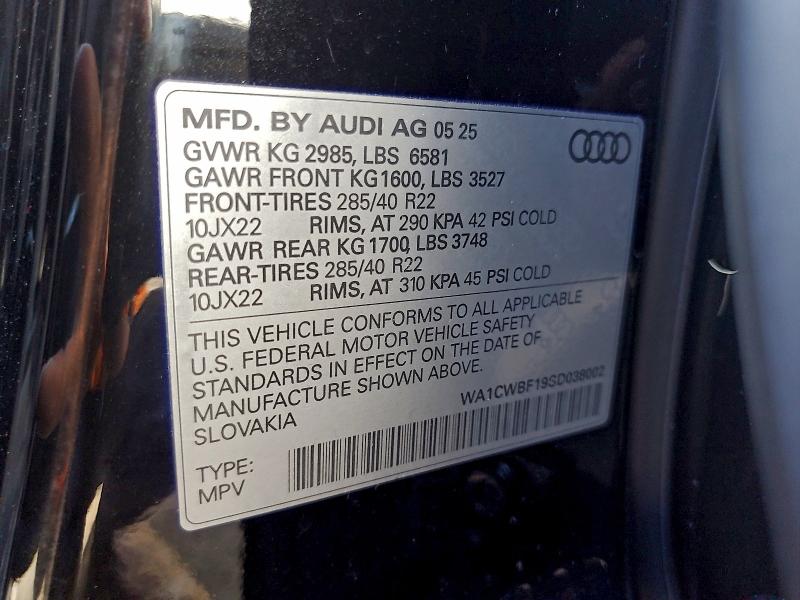 AUDI SQ8 2025 VIN WA1CWBF19SD038002