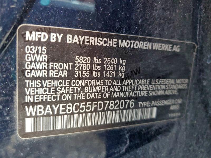 BMW 7 SERIES 2015 VIN WBAYE8C55FD782076