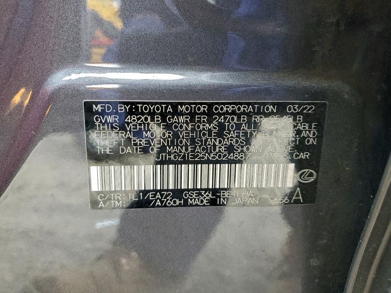 LEXUS IS 350 F S 2022 VIN JTHGZ1E25N5024887