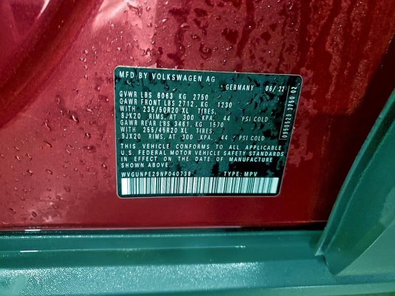 VOLKSWAGEN ID.4 PRO S 2022 VIN WVGUNPE29NP040738