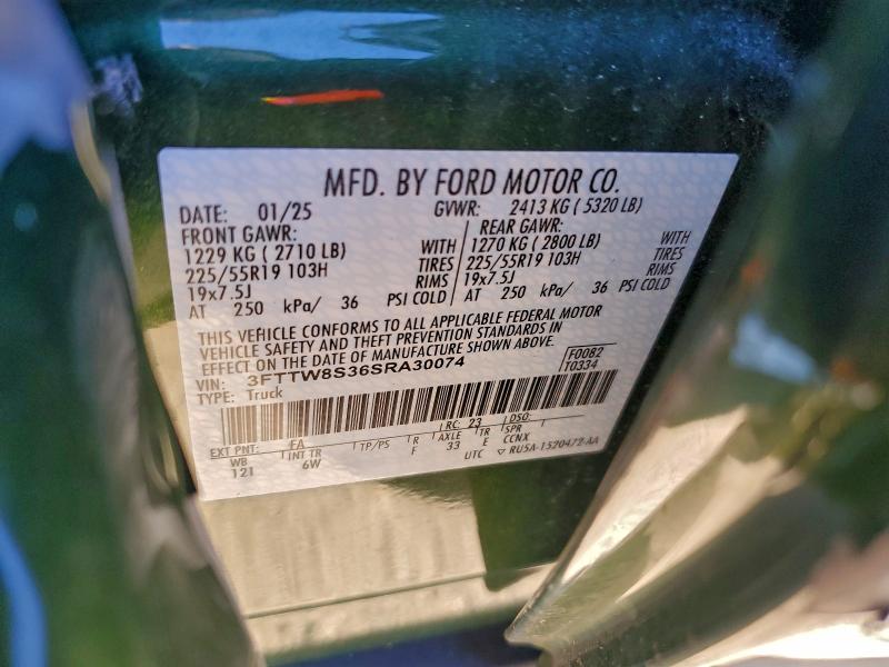 FORD MAVERICK L 2025 VIN 3FTTW8S36SRA30074