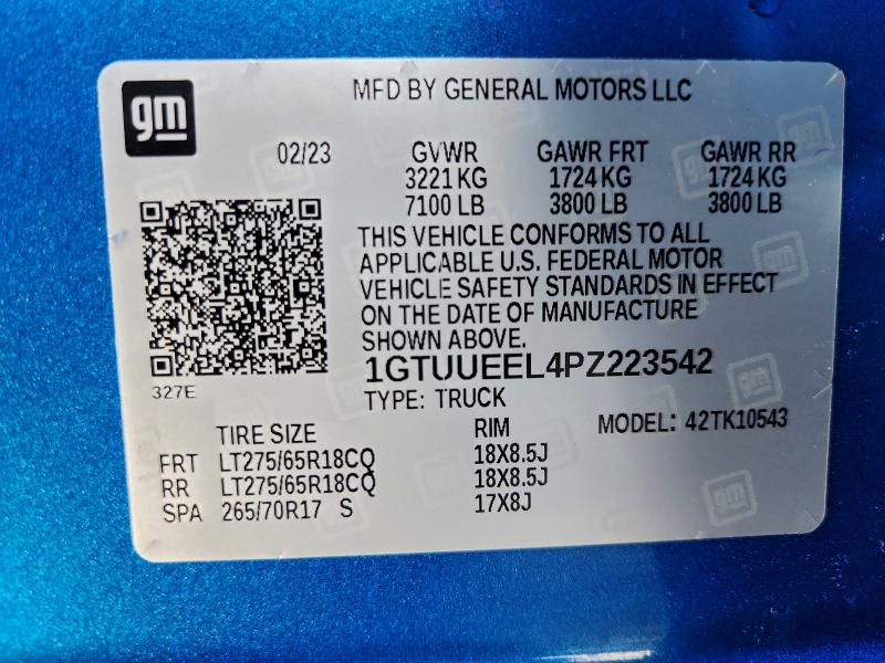 GMC SIERRA 2023 VIN 1GTUUEEL4PZ223542