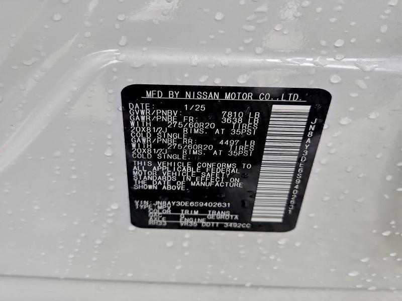 NISSAN ARMADA PRO 2025 VIN JN8AY3DE6S9402631