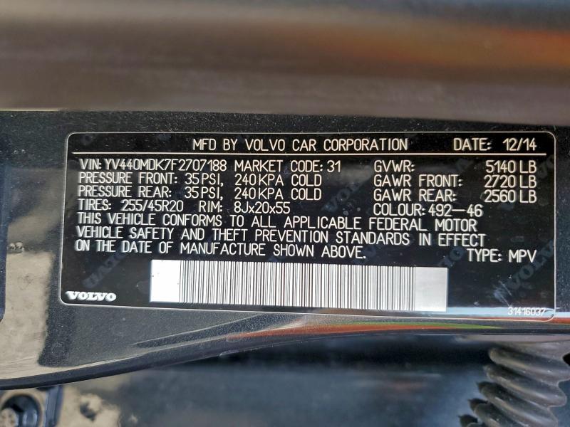 VOLVO XC60 2015 VIN YV440MDK7F2707188