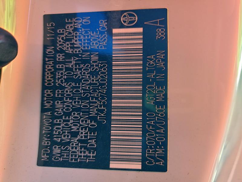 TOYOTA SCION 2016 VIN JTKJF5C74GJ020631