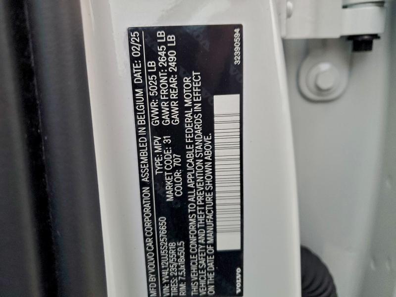 VOLVO XC40 CORE 2025 VIN YV4L12UJ5S2576650