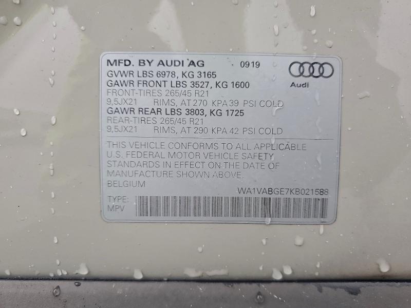 AUDI E-TRON 2019 VIN WA1VABGE7KB021588