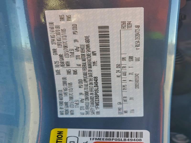 FORD BRONCO OUT 2025 VIN 1FMEE8BP0SLB49408