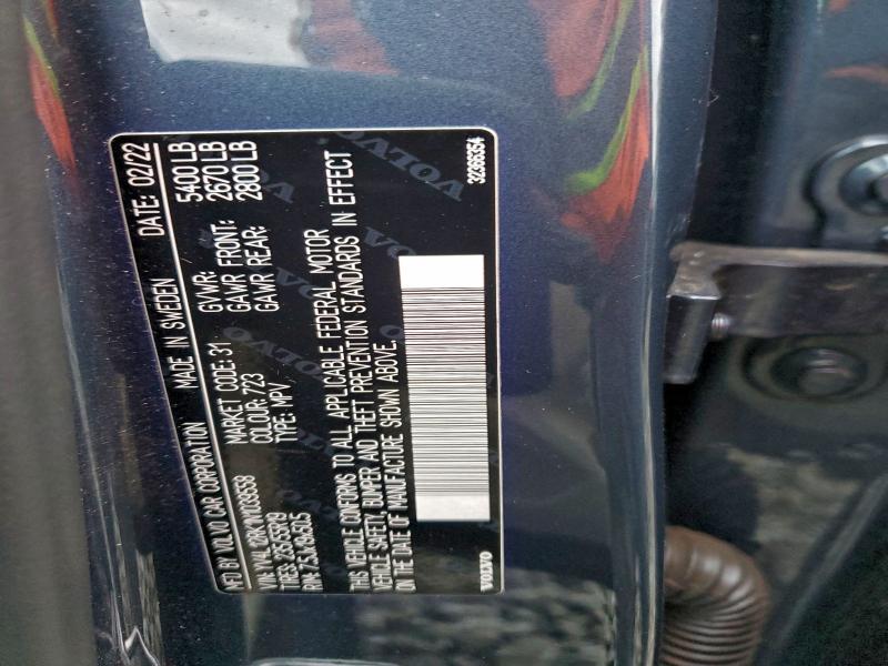 VOLVO XC60 B5 MO 2022 VIN YV4L12RK1N1039558