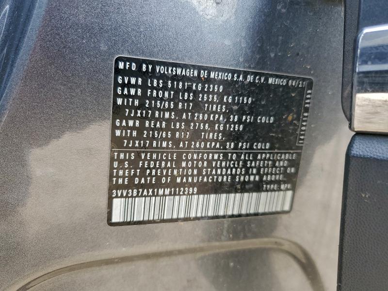 VOLKSWAGEN TIGUAN 2021 VIN 3VV3B7AX1MM112399