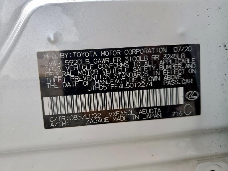 LEXUS LS500 2020 VIN JTHD51FF4L5012274