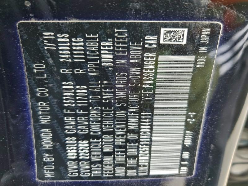 HONDA CLARITY 2019 VIN JHMZC5F11KC004411