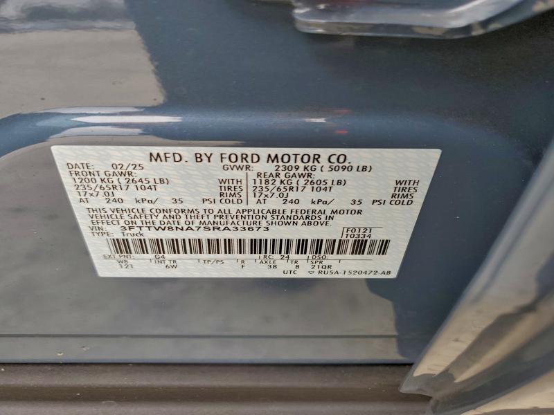 FORD MAVERICK T 2025 VIN 3FTTW8NA7SRA33673