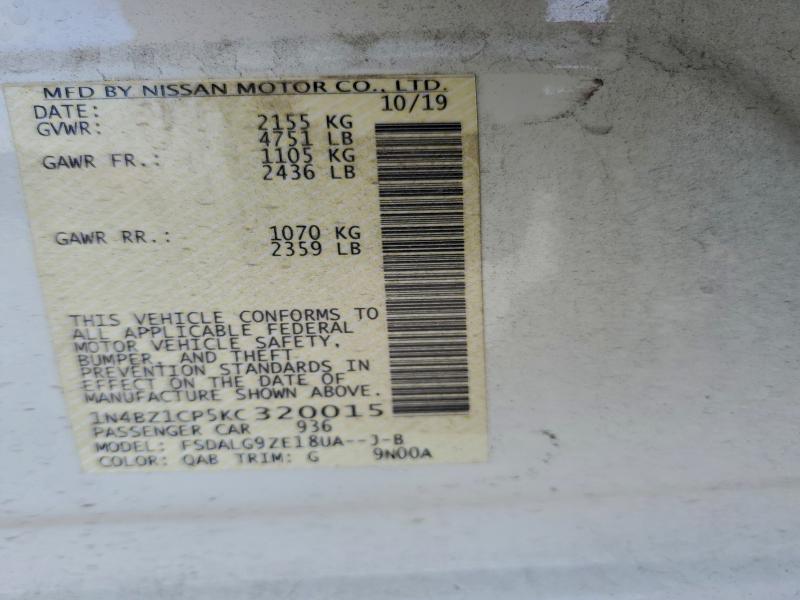 NISSAN LEAF 2019 VIN 1N4BZ1CP5KC320015