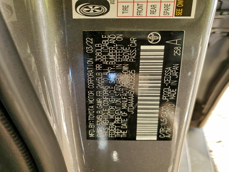 TOYOTA MIRAI LE 2022 VIN JTDAAAAA5NA005825