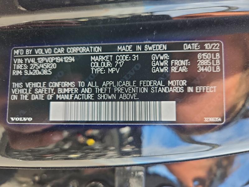 VOLVO XC90 CORE 2023 VIN YV4L12PV0P1941294