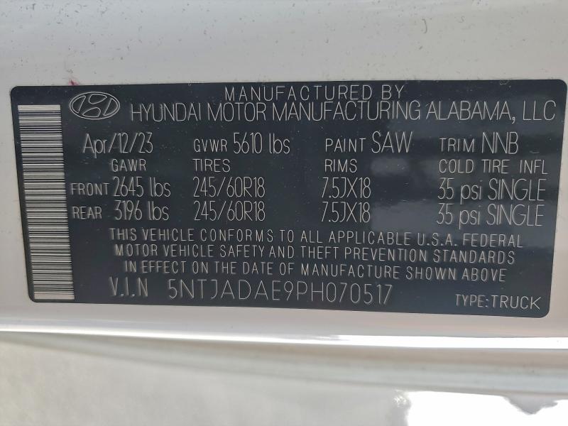 HYUNDAI SANTA CRUZ 2023 VIN 5NTJADAE9PH070517