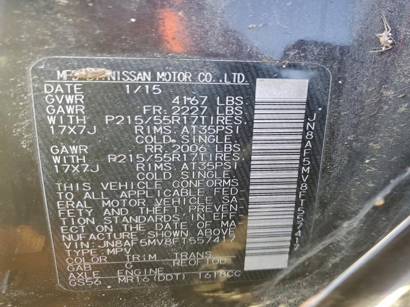 NISSAN JUKE 2015 VIN JN8AF5MV8FT557417