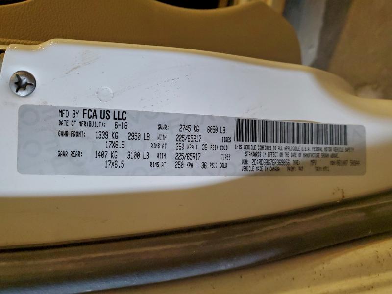 DODGE CARAVAN 2016 VIN 2C4RDGBG7GR369856