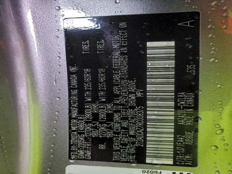 LEXUS NX 250 BAS 2024 VIN 2T2ADCAZ7RC008375