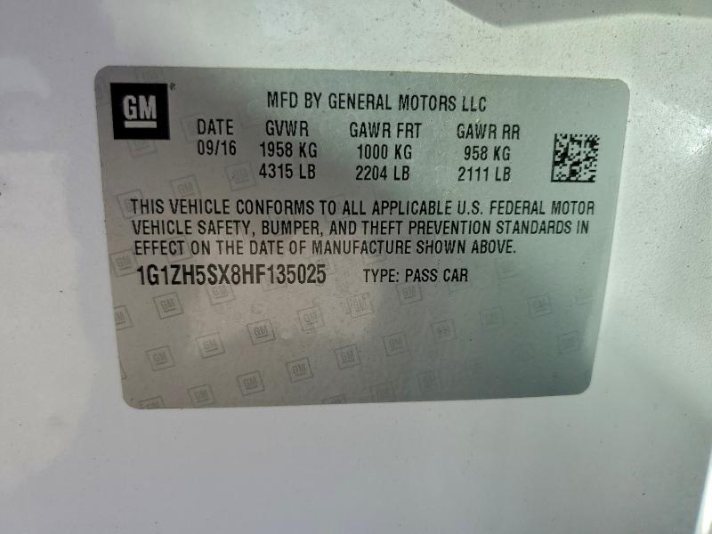 CHEVROLET MALIBU 2017 VIN 1G1ZH5SX8HF135025