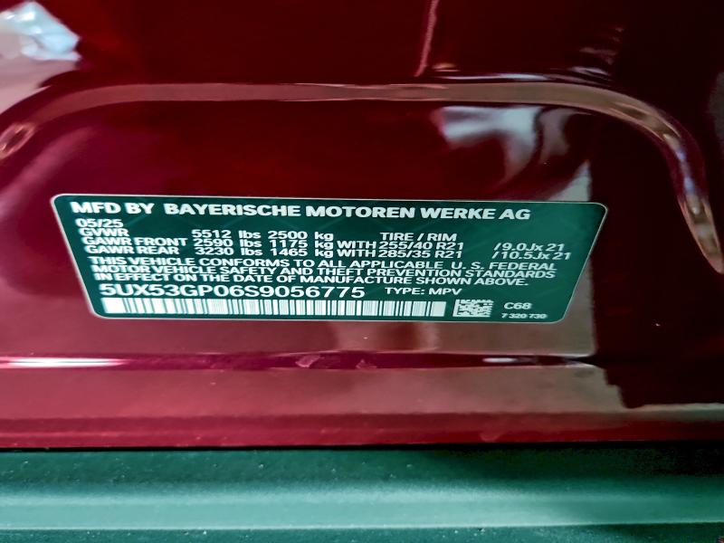 BMW X3 30 XDRI 2025 VIN 5UX53GP06S9056775