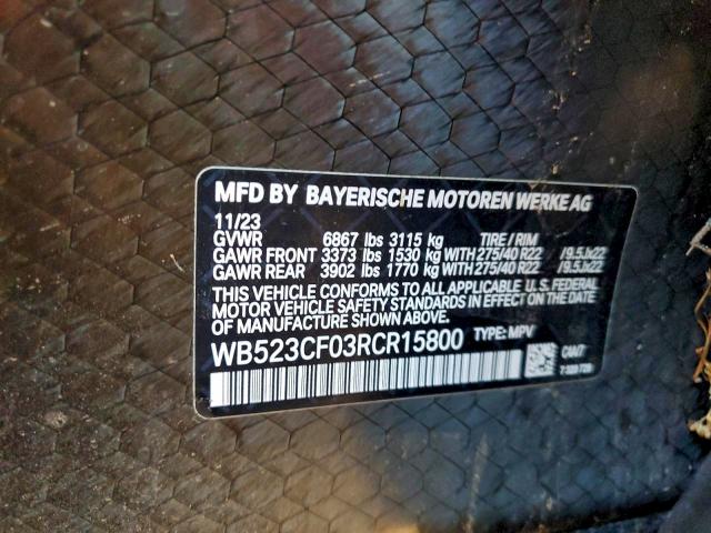 BMW IX XDRIVE5 2024 VIN WB523CF03RCR15800