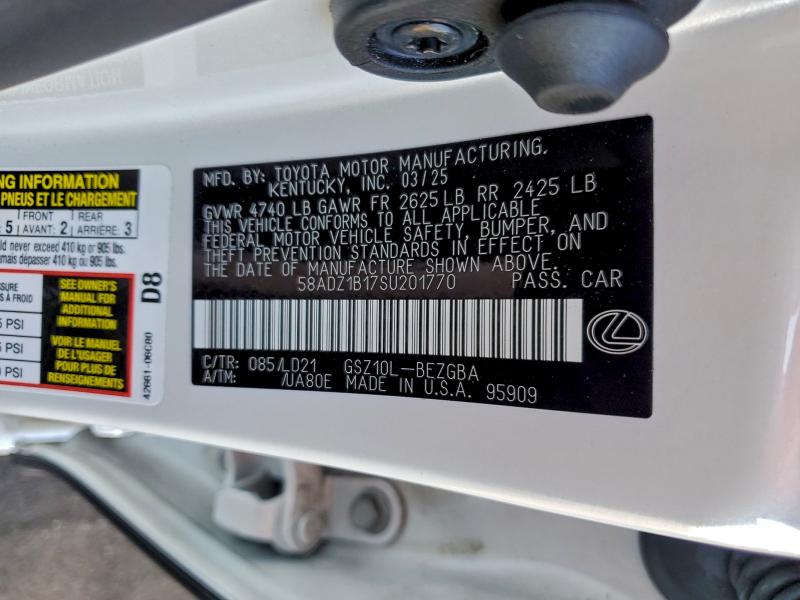 LEXUS ES350 2025 VIN 58ADZ1B17SU201770