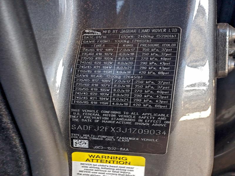 JAGUAR ETYPE 2018 VIN SADFJ2FX3J1Z09034