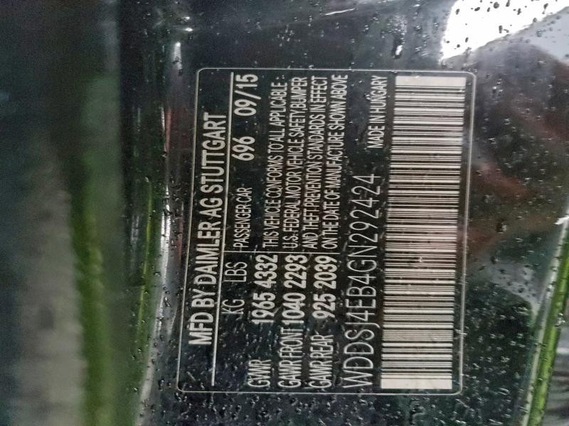 MERCEDES-BENZ CLA-CLASS 2016 VIN WDDSJ4EB4GN292424