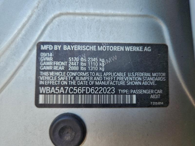 BMW 5 SERIES 2015 VIN WBA5A7C56FD622023
