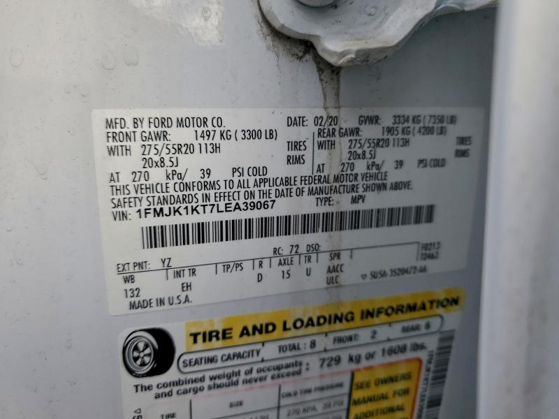 FORD EXPEDITION 2020 VIN 1FMJK1KT7LEA39067
