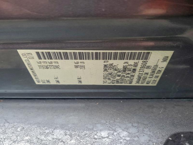 NISSAN MAXIMA 2018 VIN 1N4AA6AP1JC378608