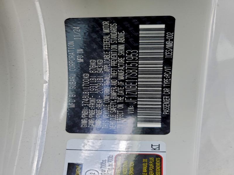 TOYOTA GR 86 PREM 2025 VIN JF1ZNBE17S8751953